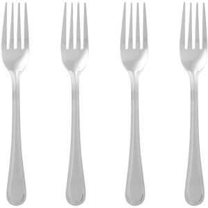 Orsina Set of Four Classic Forks, Elegant Stainless Steel Forks with Curved Handles, Polished Silver Finish Silver Orsina Set of Four Classic Forks, Elegant Stainless Steel Forks with Curved Handles, Polished Silver Finish Silver
