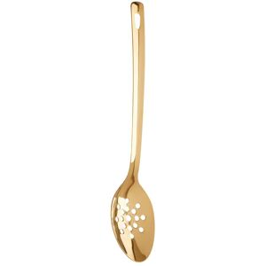 Orsina Shiny Copper Finish Slotted Spoon, Unique Stainless Steel Holed Spoon, Luxe Slotted Spoon With Long Handle in Gold Gold Orsina Shiny Copper Finish Slotted Spoon, Unique Stainless Steel Holed Spoon, Luxe Slotted Spoon With Long Handle in Gold Gold