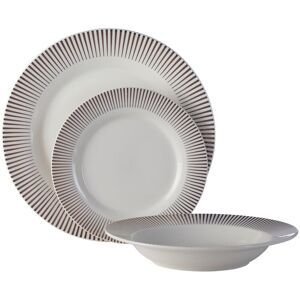 Orsina 12 Piece Spoke Porcelain Dinner Set, White Glazed Finish Dinnerware, Perfect For Daily Use or Special Occasion White Orsina 12 Piece Spoke Porcelain Dinner Set, White Glazed Finish Dinnerware, Perfect For Daily Use or Special Occasion White
