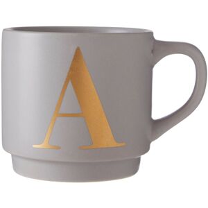 Orsina Pink A Letter Mug For Coffee, Ceramic Cup With Gold Letter Detail, Reusable Coffee Cup For Thoughtful Gifting in Grey Grey Orsina Pink A Letter Mug For Coffee, Ceramic Cup With Gold Letter Detail, Reusable Coffee Cup For Thoughtful Gifting in Grey Grey