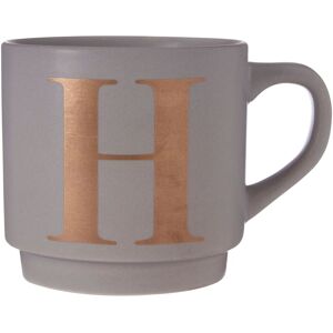 Orsina Grey H Letter Mug With Gold Lettering, Elegant Porcelain Mug With Curved Handle, Perfect for Home or Office Grey Orsina Grey H Letter Mug With Gold Lettering, Elegant Porcelain Mug With Curved Handle, Perfect for Home or Office Grey