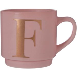 Orsina Pink F Letter Mug With Luxe Gold Detailing, Durable Mug With Comfortable Handle, Personalized Decorative Mug Pink Orsina Pink F Letter Mug With Luxe Gold Detailing, Durable Mug With Comfortable Handle, Personalized Decorative Mug Pink