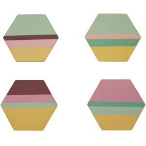 Orsina Set Of 4 Miami Striped Gold Foil Coasters, Vibrant Cork Coasters With Hexagonal Design, Perfect For Gifting Multicolor Orsina Set Of 4 Miami Striped Gold Foil Coasters, Vibrant Cork Coasters With Hexagonal Design, Perfect For Gifting Multicolor