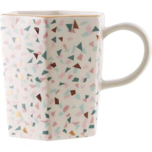 Orsina Hexagonal Terrazzo Pattern Mug With Gold Rim, Geometric Coffee Mug, Dolomite Mug With Comfortable Handle Multicolor Orsina Hexagonal Terrazzo Pattern Mug With Gold Rim, Geometric Coffee Mug, Dolomite Mug With Comfortable Handle Multicolor