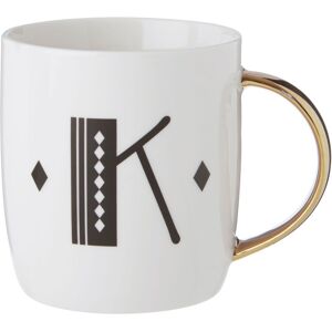 Orsina Diamond Deco K Letter Monogram Mug, Durable Bone China Coffee Mug, Reusable Coffee Cup With Gold Finish Handle Gold Orsina Diamond Deco K Letter Monogram Mug, Durable Bone China Coffee Mug, Reusable Coffee Cup With Gold Finish Handle Gold