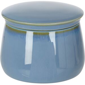 Orsina Glossy Blue Porcelain Sugar Pot With Matching Lid, Glazed Finish Sugar Jar, Tapered Rounded Sugar Canister Blue Orsina Glossy Blue Porcelain Sugar Pot With Matching Lid, Glazed Finish Sugar Jar, Tapered Rounded Sugar Canister Blue