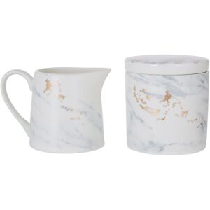 Premier Housewares Sugar Pot & Creamer Duo - Marble Patterned Porcelain Set with Gold-Toned Detail Premier Housewares Sugar Pot & Creamer Duo - Marble Patterned Porcelain Set with Gold-Toned Detail