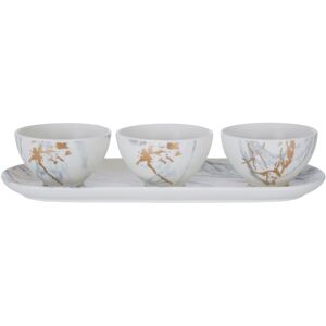 Orsina Marble Luxe 4 Piece Tapas Set, Gold Finish Detail in White White Orsina Marble Luxe 4 Piece Tapas Set, Gold Finish Detail in White White