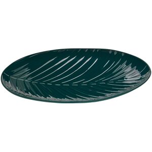 Orsina Smooth Glazed Finish Dark Green Serving Plate, Embossed Porcelain Dish, Palm Leaf Design Decorative Plate Green Orsina Smooth Glazed Finish Dark Green Serving Plate, Embossed Porcelain Dish, Palm Leaf Design Decorative Plate Green