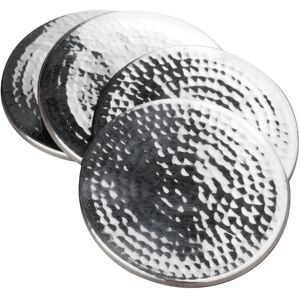 Orsina Set Of Four Hammered Effect Stainless Steel Coasters in Silver Silver Orsina Set Of Four Hammered Effect Stainless Steel Coasters in Silver Silver