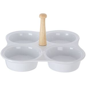 Orsina Bamboo 4 Section White Ceramic Snack Dish White Orsina Bamboo 4 Section White Ceramic Snack Dish White