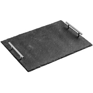 Orsina Durable Large Slate Tray With Stainless Steel Handles, Elegant Grey Tray, Stainless Steel Handles Grey Tray Grey Orsina Durable Large Slate Tray With Stainless Steel Handles, Elegant Grey Tray, Stainless Steel Handles Grey Tray Grey