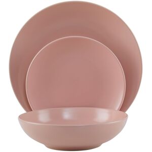 Orsina Smooth Glazed Finish 12 Piece Pink Dinner Set, Vibrant Stoneware Dinnerware With Coupe Edge, Pink Crockery Set Pink Orsina Smooth Glazed Finish 12 Piece Pink Dinner Set, Vibrant Stoneware Dinnerware With Coupe Edge, Pink Crockery Set Pink