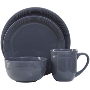 Orsina 16 Piece Dark Blue Stoneware Dinner Set With Horizontal Grooves, Dinnerware With Dinner Plates, Bowls, & Mugs in Grey Grey Orsina 16 Piece Dark Blue Stoneware Dinner Set With Horizontal Grooves, Dinnerware With Dinner Plates, Bowls, & Mugs in Grey Grey