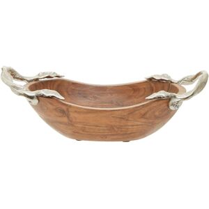 Orsina Small Oval Acacia Wooden Bowl With Leaf Handles, Handcrafted Wooden Bowl For Fruit, Decorative Tabletop Bowl in Natural Natural Orsina Small Oval Acacia Wooden Bowl With Leaf Handles, Handcrafted Wooden Bowl For Fruit, Decorative Tabletop Bowl in Natural Natural