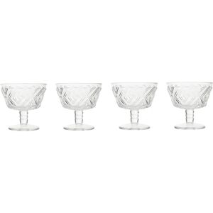Orsina Sturdy Set Of Four Clear Dessert Dishes, Embossed Sundae Bowls For Snacks, Mini Dessert Cups For Pudding Clear Orsina Sturdy Set Of Four Clear Dessert Dishes, Embossed Sundae Bowls For Snacks, Mini Dessert Cups For Pudding Clear