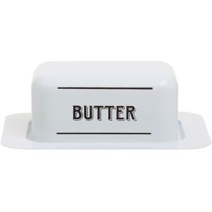 Orsina Rectangular White Metal Butter Dish, Metal Build Covered Butter Dish With Lid, Elegant Design Butter Dish White Orsina Rectangular White Metal Butter Dish, Metal Build Covered Butter Dish With Lid, Elegant Design Butter Dish White