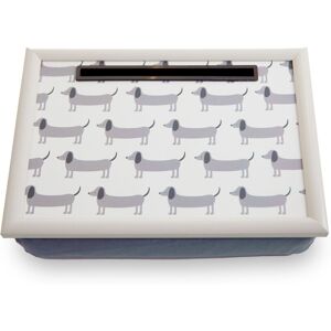 Orsina Stylish Dachshund Lap Tray with Ipad Holder, Cushioned Base Tray For Bedroom, Raised Rim Kitchen Tray in White White Orsina Stylish Dachshund Lap Tray with Ipad Holder, Cushioned Base Tray For Bedroom, Raised Rim Kitchen Tray in White White