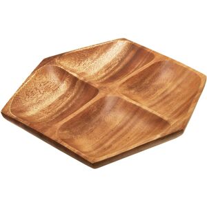 Orsina Hand Carved Small Four Section Serving Dish in Acacia Wood, Hand Carved Platter, Hexagonal Centrepiece Dish in Natural Natural Orsina Hand Carved Small Four Section Serving Dish in Acacia Wood, Hand Carved Platter, Hexagonal Centrepiece Dish in Natural Natural