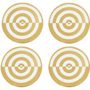 Orsina Decorative White & Gold Ceramic Coaster Set, Luxe Glazed Stoneware Coasters with Bullseye Pattern White Orsina Decorative White & Gold Ceramic Coaster Set, Luxe Glazed Stoneware Coasters with Bullseye Pattern White