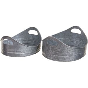 Orsina Drummond Set Of Two Oval Tray, Galvanized Steel in Silver Silver Orsina Drummond Set Of Two Oval Tray, Galvanized Steel in Silver Silver