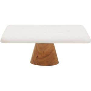 Orsina Monzaro White Marble & Acacia Wood Cake Stand White Orsina Monzaro White Marble & Acacia Wood Cake Stand White