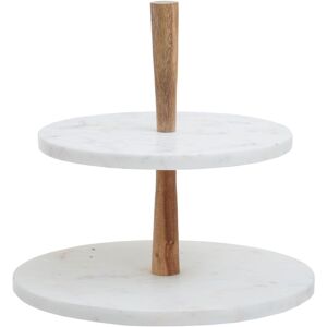 Orsina Monzaro Two Tier Marble & Acacia Wood Cake Stand in White White Orsina Monzaro Two Tier Marble & Acacia Wood Cake Stand in White White