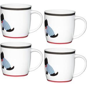 KitchenCraft Set of 4 China Solo Westie Mugs in White White KitchenCraft Set of 4 China Solo Westie Mugs in White White