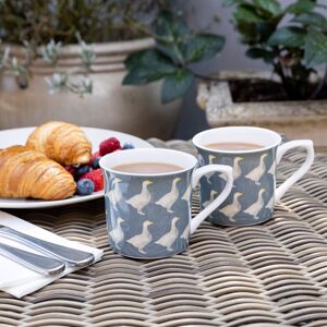 KitchenCraft Set of 4 Fluted China Geese Mugs in Blue Blue KitchenCraft Set of 4 Fluted China Geese Mugs in Blue Blue