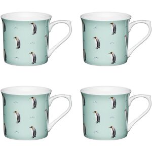 KitchenCraft Set of 4 Fluted China Penguin Mugs in Light Blue Light Blue KitchenCraft Set of 4 Fluted China Penguin Mugs in Light Blue Light Blue
