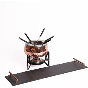 Artesa 7pc Fondue Set, including Copper Fondue Pot with 5x Forks & Slate Serving Platter with Copper Handles in Gold Gold Artesa 7pc Fondue Set, including Copper Fondue Pot with 5x Forks & Slate Serving Platter with Copper Handles in Gold Gold