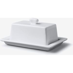 WM Bartleet & Sons Porcelain Traditional Butter Plate with Lid in White White WM Bartleet & Sons Porcelain Traditional Butter Plate with Lid in White White