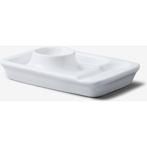 WM Bartleet & Sons Porcelain Egg Plate with Groove for Spoon in White White WM Bartleet & Sons Porcelain Egg Plate with Groove for Spoon in White White