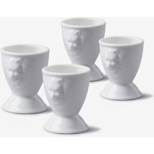 WM Bartleet & Sons Porcelain Lion Head Single Egg Cup Set of 4 in White White WM Bartleet & Sons Porcelain Lion Head Single Egg Cup Set of 4 in White White