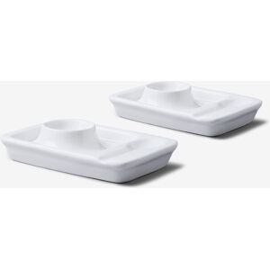 WM Bartleet & Sons Porcelain Egg Plate with Spoon Holder Set of 2 in White White WM Bartleet & Sons Porcelain Egg Plate with Spoon Holder Set of 2 in White White
