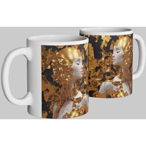 Simply Stunning Mugs Handcrafted Ceramic Mug with Elegant Golden Woman 3D Design in White White Simply Stunning Mugs Handcrafted Ceramic Mug with Elegant Golden Woman 3D Design in White White