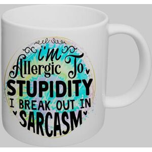 Simply Stunning Mugs Handcrafted Ceramic Mug 'I'm Allergic to Stupidity' Funny Quote in White White Simply Stunning Mugs Handcrafted Ceramic Mug 'I'm Allergic to Stupidity' Funny Quote in White White