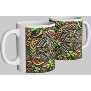 Simply Stunning Mugs Handcrafted Ceramic Mug with St. Patrick's Day Celtic Design in White White Simply Stunning Mugs Handcrafted Ceramic Mug with St. Patrick's Day Celtic Design in White White