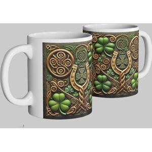 Simply Stunning Mugs Handcrafted Ceramic Mug with Celtic Clover & Lucky Symbols in White White Simply Stunning Mugs Handcrafted Ceramic Mug with Celtic Clover & Lucky Symbols in White White