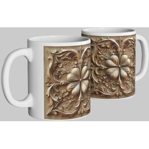 Simply Stunning Mugs Celtic Shamrock Mug - Intricate Wood-Carved Irish Design in White White Simply Stunning Mugs Celtic Shamrock Mug - Intricate Wood-Carved Irish Design in White White