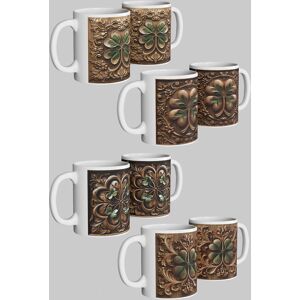 Simply Stunning Mugs Carved Shamrock Relief Ceramic Mug Set of 4 Perfect Lucky Gift in White White Simply Stunning Mugs Carved Shamrock Relief Ceramic Mug Set of 4 Perfect Lucky Gift in White White