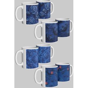 Simply Stunning Mugs Exquisite Blue Floral Ceramic Mug Set - 4-Piece Gift Collection in White White Simply Stunning Mugs Exquisite Blue Floral Ceramic Mug Set - 4-Piece Gift Collection in White White