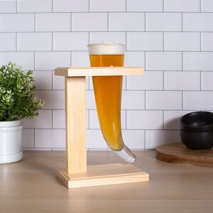 Menkind #Winning Viking Horn Glass on Wood Stand - 300ml in Clear Clear Menkind #Winning Viking Horn Glass on Wood Stand - 300ml in Clear Clear
