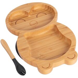 Tiny Dining Bamboo Weaning Plate & Fork - Penguin - Divided Toddler Dining Set in Black Black Tiny Dining Bamboo Weaning Plate & Fork - Penguin - Divided Toddler Dining Set in Black Black