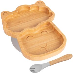 Tiny Dining Bamboo Weaning Plate & Fork - LLama - Divided Toddler Dining Set in Grey Grey Tiny Dining Bamboo Weaning Plate & Fork - LLama - Divided Toddler Dining Set in Grey Grey