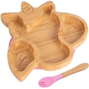 Tiny Dining Bamboo Weaning Plate & Fork - Unicorn - Divided Toddler Dining Set in Pink Pink Tiny Dining Bamboo Weaning Plate & Fork - Unicorn - Divided Toddler Dining Set in Pink Pink