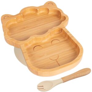 Tiny Dining Bamboo Weaning Plate & Fork - LLama - Divided Toddler Dining Set in Beige Beige Tiny Dining Bamboo Weaning Plate & Fork - LLama - Divided Toddler Dining Set in Beige Beige