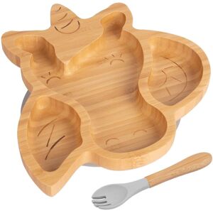 Tiny Dining Bamboo Weaning Plate & Fork - Unicorn - Divided Toddler Dining Set in Grey Grey Tiny Dining Bamboo Weaning Plate & Fork - Unicorn - Divided Toddler Dining Set in Grey Grey