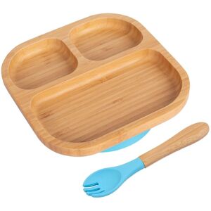 Tiny Dining Bamboo Segmented Baby Weaning Plate & Fork Set in Blue Blue Tiny Dining Bamboo Segmented Baby Weaning Plate & Fork Set in Blue Blue