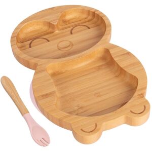 Tiny Dining Bamboo Weaning Plate & Fork - Penguin - Divided Toddler Dining Set in Baby Pink Baby Pink Tiny Dining Bamboo Weaning Plate & Fork - Penguin - Divided Toddler Dining Set in Baby Pink Baby Pink